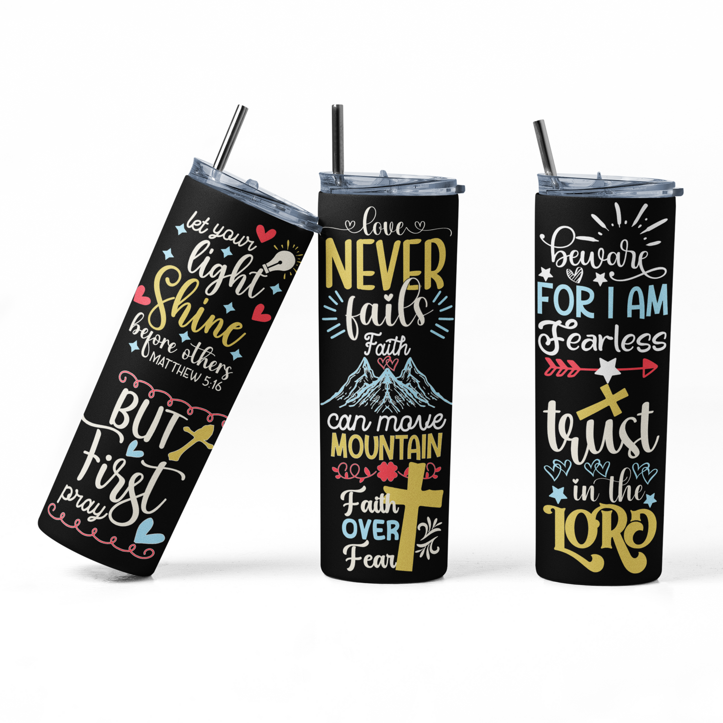 Faith Tumbler - Black - PR Designs, LLC