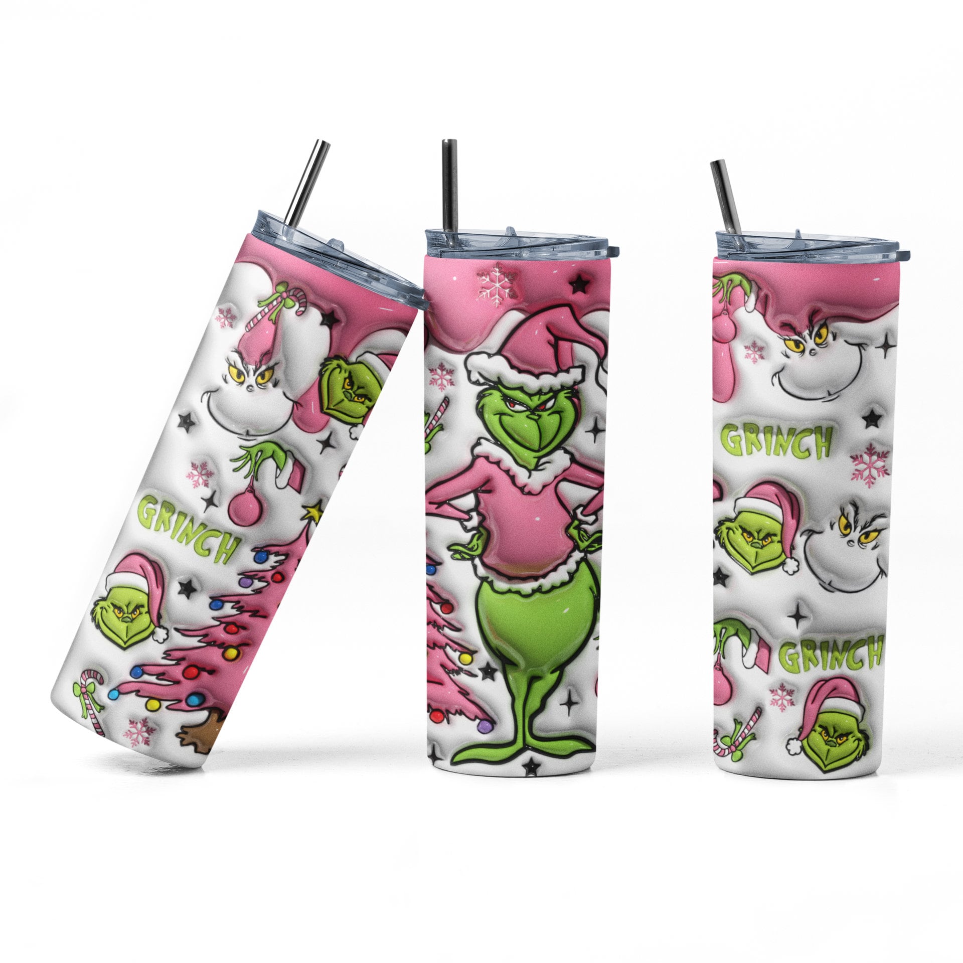Grinchy X-Mas Inflatable Pink Tumbler - PR Designs, LLC